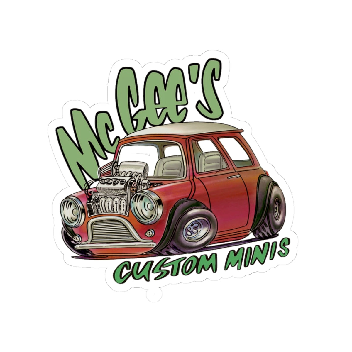 'McGee's Custom Minis' Vintage Hot Rod Mini Cooper Decal