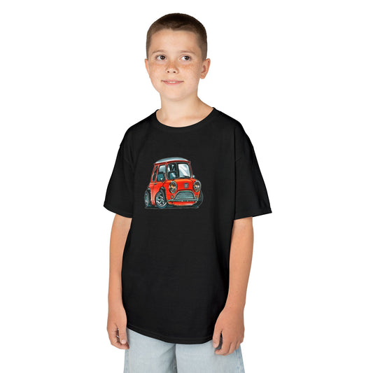Kids T‑Shirt – Vintage Red Mini Cooper Car Graphic